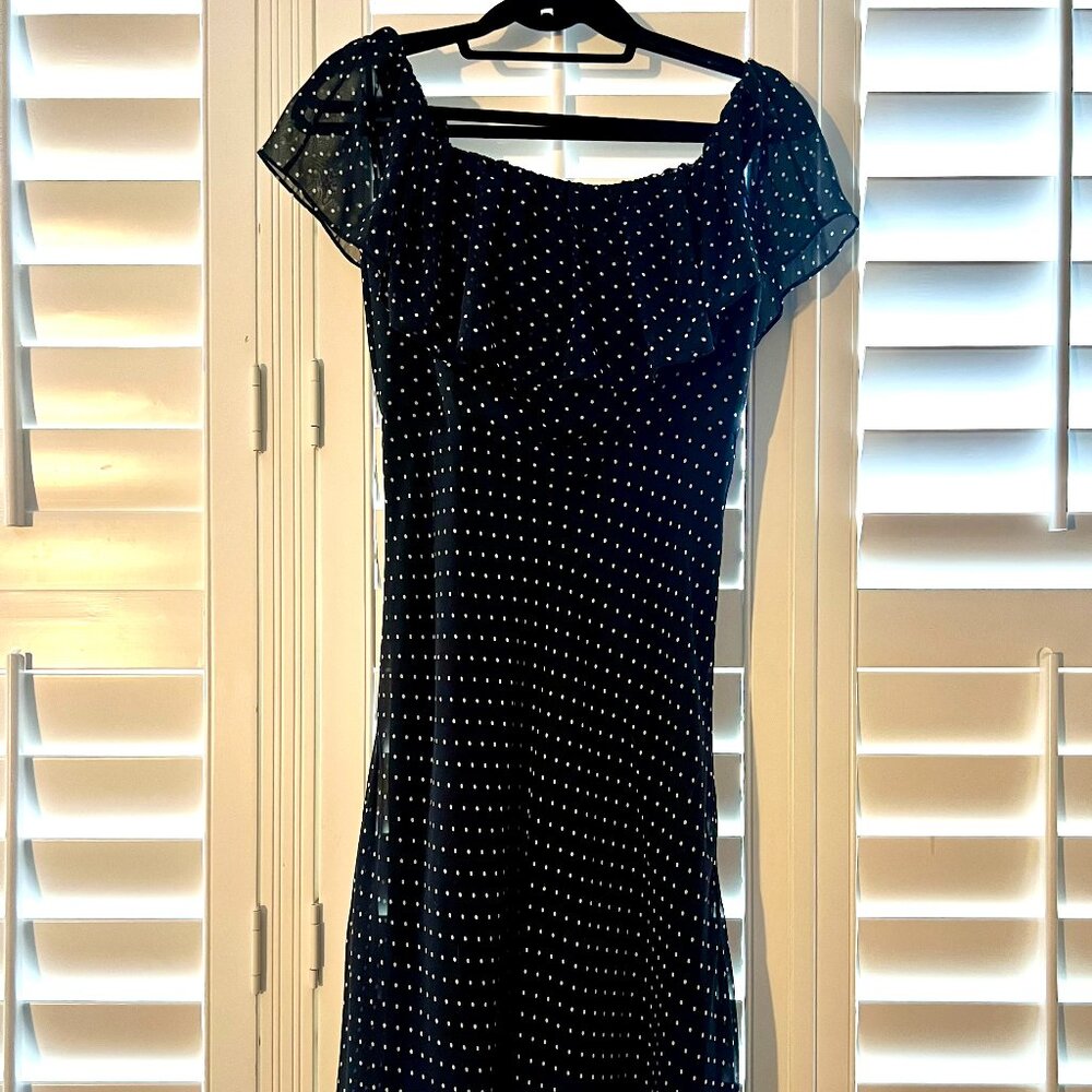 white house black market midi off shoulder dress size 4